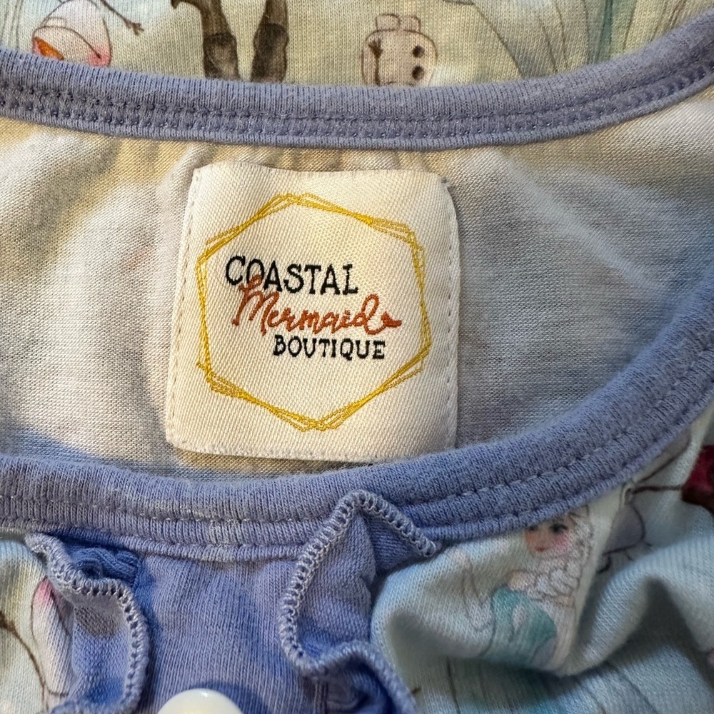 Coastal Mermaids Boutique Frozen PJ Set with Back Flap Ruffles Long Sleeve - Picture 8 of 10